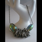 Paua shells with grey chain necklace